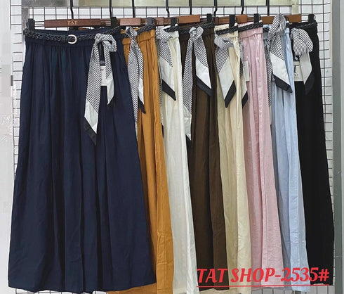 Casual Palazzo Trouser With Belt and Scarf